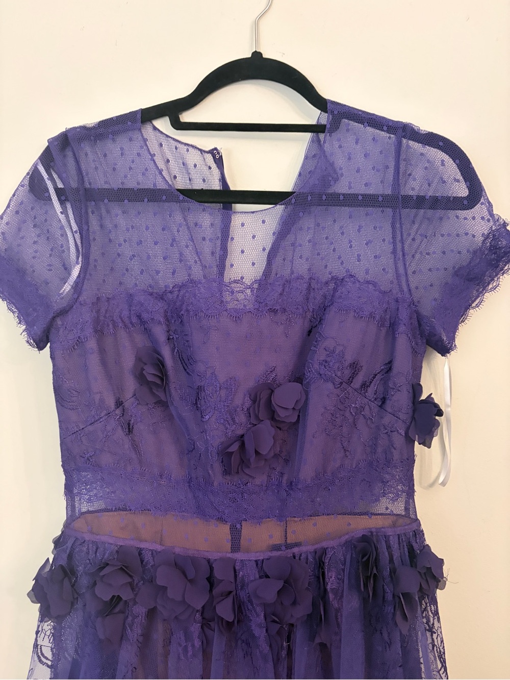 Marchesa Notte Purple Lace Appliqué Dress - Picture 5 of 6